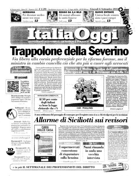 Italia oggi : quotidiano di economia finanza e politica